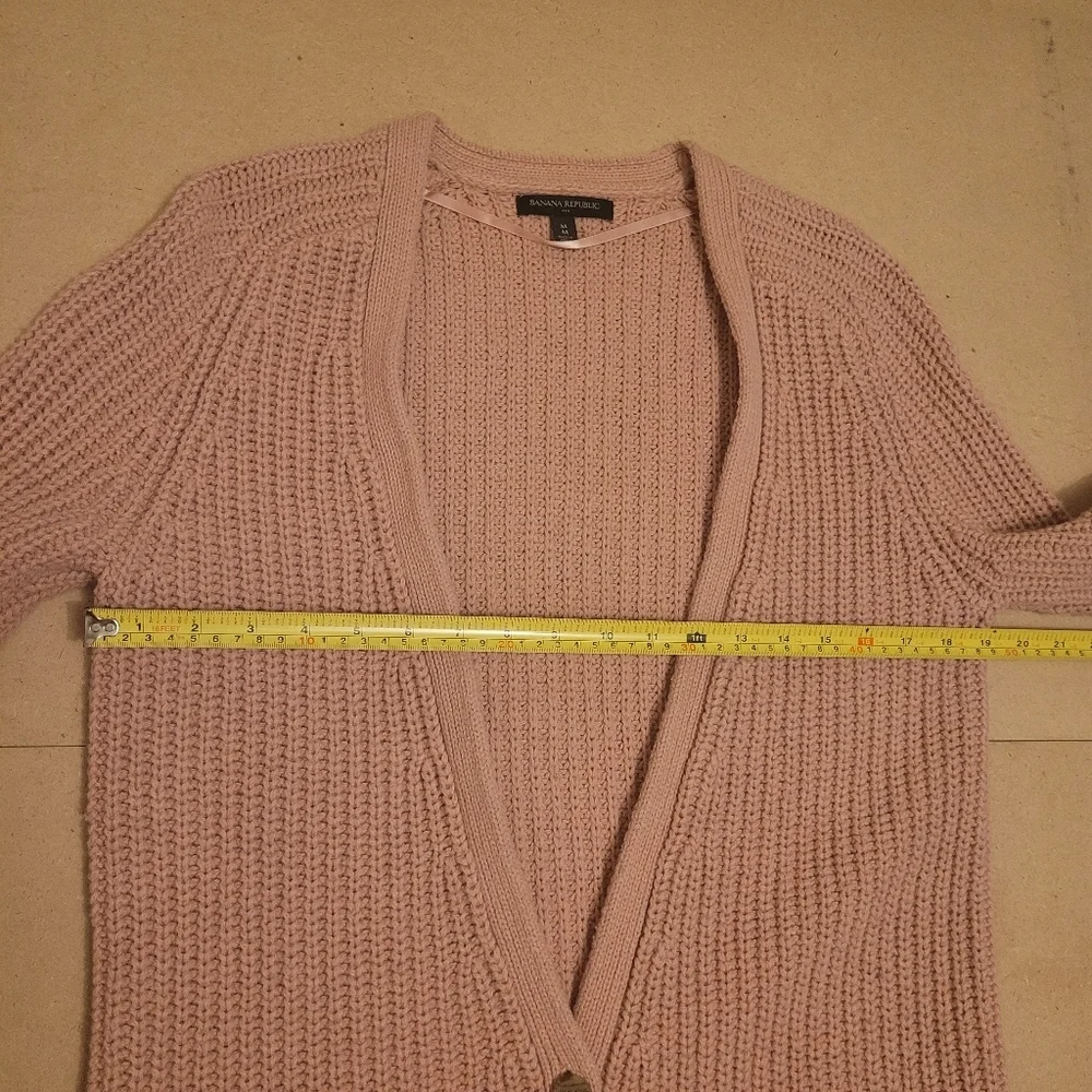 Banana Republic chunky knit cardigan  long sweater wool blend Medium - Picture 3 of 8